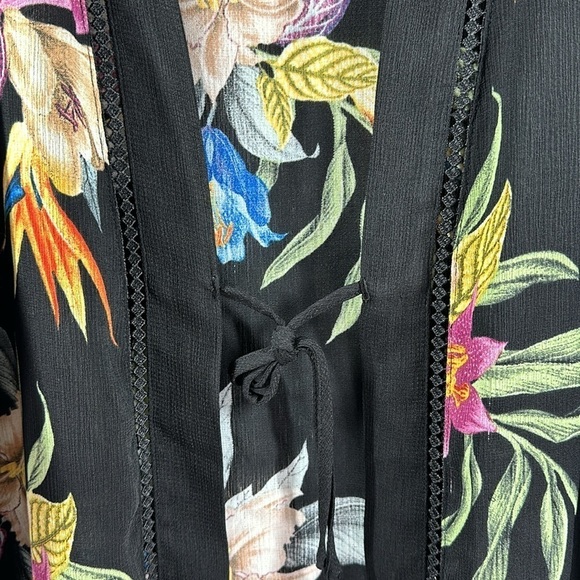 Kona Sol Short Sleeve Floral Swim Coverup, L/XL - Picture 3 of 8